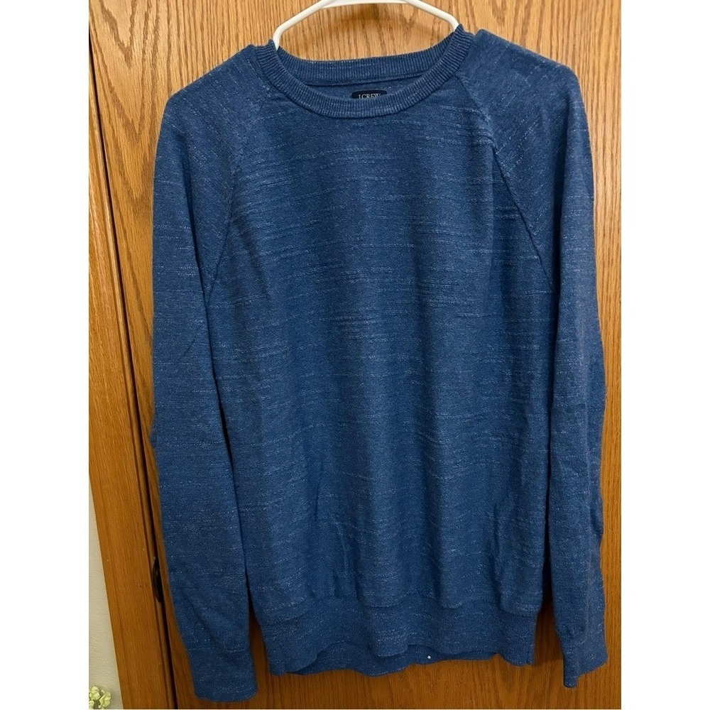 J. Crew Mens Heathered Melange blue Crewneck Sweater